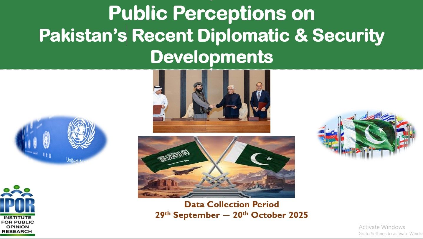 IPOR Public Perceptions Survey on Pakistan’s Recent Diplomatic-Security Developments